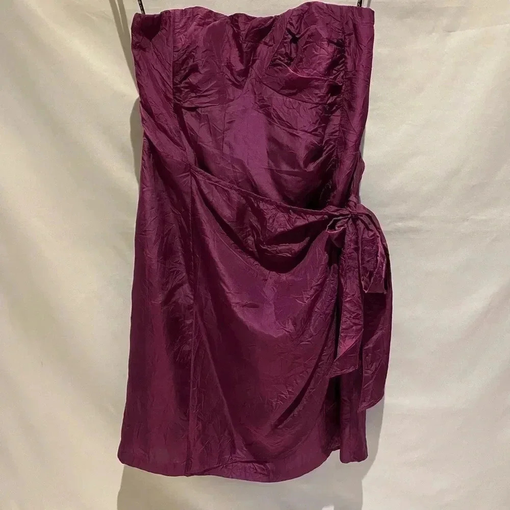 Nanette Lepore Amethyst Silk Strapless Cocktail Dress, Size 8